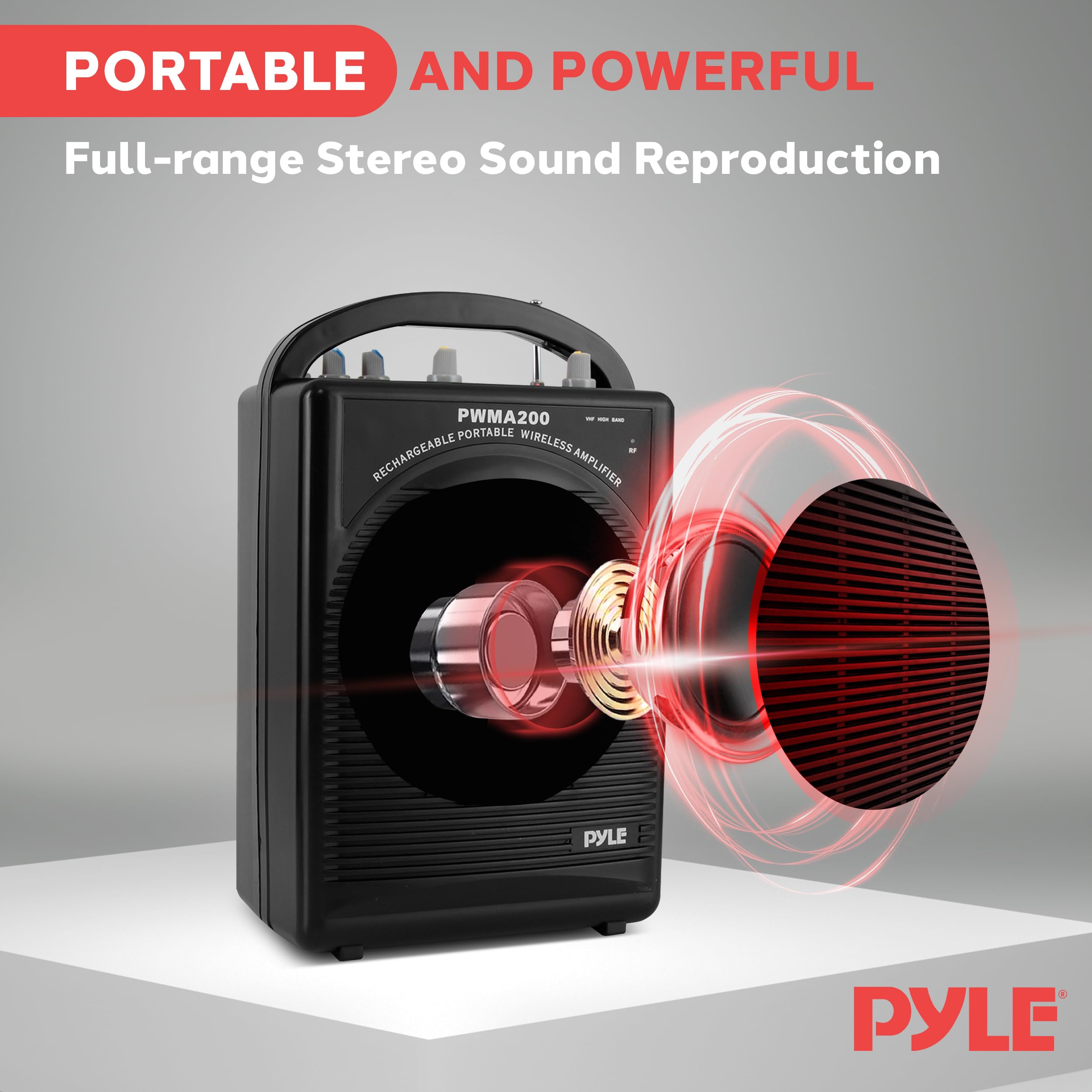 Pyle Portable PA Speaker & Microphone System - FM Stereo Radio, Built-in Rechargeable Battery, Aux & Microphone Inputs, Includes